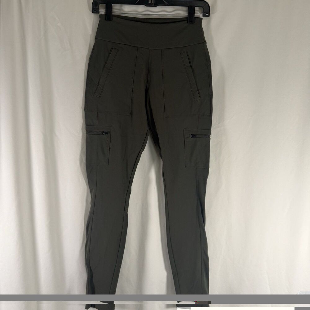 Athleta Headlands Hybrid Cargo Pants Women's 2 Green Pull On Stretch Leggings